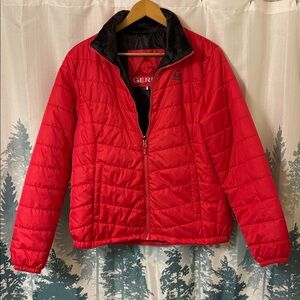 Gerry Pink and Grey Puffer Jacket Water Resistant Fleece Lined Collar Size XL